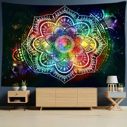 Tapestries psykedelisk mandala blomma tapestry vägg hängande hippie tapestries boho dekor tapestry yogamat matta college sovsal dekoration