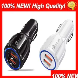 Caricabatteria per auto Top Dual USB Quick Charge 3.0 Ricarica per telefono cellulare Caricabatterie rapidi a 2 porte per tablet Huawei Drop Delivery Automobiles Motor Dh1Ss