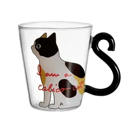 커피 밀크 차 머그잔 난방 유리 물 컵 만화 레드 와인 맥주 샴페인 창조적 인 귀여운 고양이