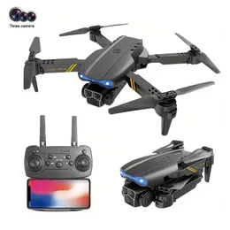 Yükseltme Patlayıcı E99Pro Drone, HD Üç Kamera, Bir Bütçe Kalkış İniş Sabit Yükseklik Havalı Tek düğmeli 360 ° Stunt Flip Flip Hava Fotoğrafçılığı Dört Eksenli Uçak