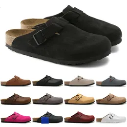 Birkenmen Women Designer Slides Clog Sandals Soft Suede Leather Taupe Mocha Black White Pink Mens Fashion Scuffs Stocks Outdoor Slippers Shoes