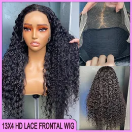 180% gęstość stopnia 12A 10A Malezji Peruwiańska Indian Brazylijska głęboka fala 13x4 HD koronkowa peruka czołowa 22 cale 100% Raw Virgin Remy Human Hair