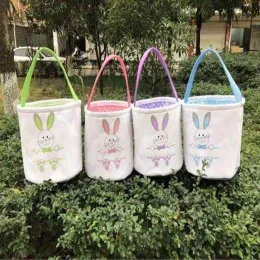 Wholesale Canvas Easter Basket Bunny Easter Bucket Blank Bunny Tote Bags Kids Gift Happy Easter Rabbit Decoration SSA224 11 LL
