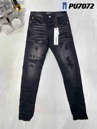 Stack Heren Designer Paarse Jeans Broek Gescheurd High Street Merk Patch Hole Denim Rechte pijpen Mode Hip Hop Kleding 5 YOAY