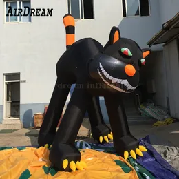 wholesale 6m 20ft Large LED Inflatable Black Evil Cat With Pumpkin Crazy Inflatables PumpkinBlack Cats Festival Halloween Scary 001