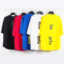 SS New Almai T-shirt Round Neck Vertical Letter Foam Printed Couple Tees Short Sleeves Loose Shoulder Drop Thin Pure Cotton T-shirts Short Sleeve Top clothes