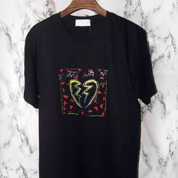 T-shirt a maniche corte per coppie maschili e femminili stampate con lettere dal cuore spezzato classico di Laurents, moda casual da uomo, camicia ampia firmata