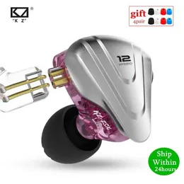 Headset kz zsx terminator 5ba+1dd 12 enhet hybrid in-ear hörlurar hifi metall headset musik sport kz zs10 pro as12 as16 zsn pro c12 dm7 j240123