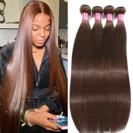 Czekolada brązowa kość prosta ludzkie włosy 1032 Remy 100% Virgin Human Hair #4 Brazylian Hair Weave 1 3 4 Bundles 240118