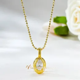 Pendants Vinregem 5 7 MM Oval Simulated Sapphire Gemstone Vintage Elegant Pendant Necklaces 18K Gold Plated 925 Sterling Silver Jewelry