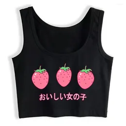 Damen Tanks Crop Top weiblich Kawaii Erdbeeren süße Erdbeere für japanische Basic Vintage Custom Tops Frauen