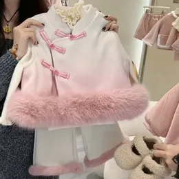 Abbigliamento per bambini Gilet in tweed da ragazza con colore sfumato Gilet di lana per bambini nuovo autunno e inverno