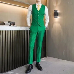 Gilet da uomo 2024 di grandi dimensioni (pantaloni gilet) Elegante e bello in due pezzi Trend 10 colori