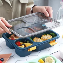 Fyra fack Lunch Box Portable Microwave Safe Dinner Eware Set School and Office Sallad Boxes Container för vuxna barn MHY019-