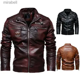 السترات للسيدات Topfightive Eur Size Men's Pu Leather Jacket New Men's Punk Jacket Motorcycle Plush Atting Warm Coat Racing Motorcycle Compley YQ240123