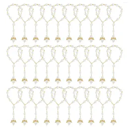 Link Pulseiras 30 PCS Batismo Rosário Acrílico Beads Mini Rosários Anjo Para A Primeira Comunhão Favores Do Partido