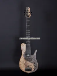 Em estoque Borboleta Buckeye Burl Yin Yang Imperial 6 Elite Matte Elétrico Baixo Guitarra Pescoço Através Do Corpo Cinza Corpo Bordo Pescoço Preto Hardware