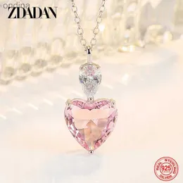 قلادة قلادة Zdadan 925 سلاسل قلادة الزركون الوردي الفضي للنساء مجوهرات الأزياء YQ240124