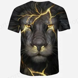 Men's T-Shirts RUKAS Interesting T-shirt Graphic Animal Lion Neck Lower Collar Black Red Blue Purple Green 3D Printing Large Size Casual Short Sleeve Printed Clothing