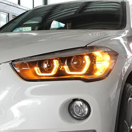 BMW X1 F48 F49 용 자동 부품 전면 램프 LED 헤드 라이트 어셈블리 16-19 DRL 주간 달리기 라이트 트리머 턴 신호 표시기