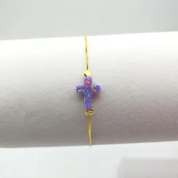 Armbänder (1 Stück/Los) 2020 Fashion Best 9*12mm OP38 Lila synthetisches Opal-Kreuz-Armband Feueropal-Kreuz-Armband zum Großhandelspreis