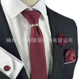 Gravatas borboletas Ricnais seda sólida gravata masculina conjunto 8cm gravatas lenço abotoaduras conjuntos para homem vermelho ouro roxo gravata para homens presente de casamento 231102
