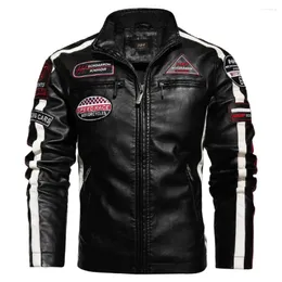 Kurtki męskie męskie kurtka motocyklowa 2024 mężczyzn mody motocyklowy skórzany męski haft bombowy płaszcz zimowy pu płaszcz
