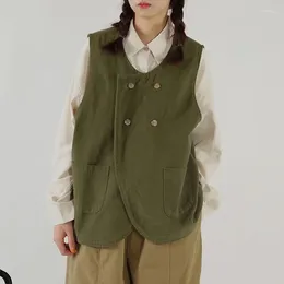 Kamizelki damskie 2024 Japońska edycja retro koreańska luźna mody modowa trend w stylizacji rękawów bez rękawów