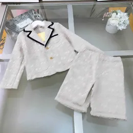 Novo bebê tracksuits designer crianças vestido formal tamanho 90-160 logotipo impresso grande lapela jaqueta de manga comprida e shorts jan20