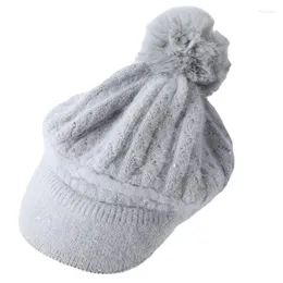 Berets Winter-Strickmütze, warm und flauschig, niedliche Wolle, verdickte Ente, Kälteschutz, Ohr, einfacher Baseball