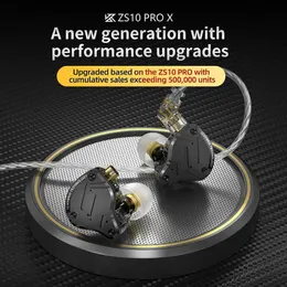 Headset kz zs10 pro x de alta fidelidade gravar metall hbrido in-ear fone de ouvido esporte com cancelamento de rudo fones de ouvido kz j240123