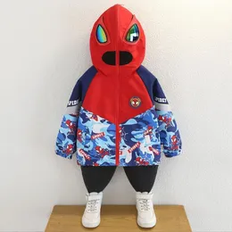 Детская дизайнерская одежда, брендовая куртка для мальчиков, камуфляжная ветровка, весенняя куртка с пауками в стиле аниме, куртки с солнцезащитными очками, детское пальто