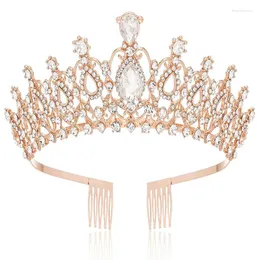 Fermagli per capelli Colori oro Piccoli diademi con pettini Sposa Corona Ragazze Festa di compleanno Accessori per gioielli da sposa