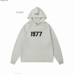 Men's Hoodies Sweatshirts Autumn New Fashion Brand Fog Double Thread Es Patch 1977 Couple Casual Loose Knitted Long Sleeve Hooded A90J