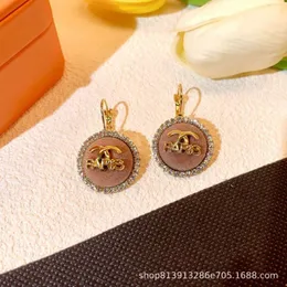 Designer channellies Minimalist coffee colored round letter earrings temperament earrings high-end earrings