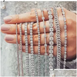 Tênis 20 estilo espumante luxo jóias 925 esterlina sier mti forma branco topázio cz diamante pedras preciosas mulheres pulseira de casamento para gota dhxez