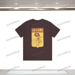 Xinxinbuy 2024 Erkekler Tasarımcı Tee T Shirt Çiçek Jacquard Örgü 1854 Kadın Pamuk Siyah Beyaz Gri Kırmızı XS-L