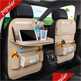 Other Care Cleaning Tools New Car Seat Back Organizer Pu Leather Pad Bag Storage Foldable Table Tray Travel Accessories Drop Delivery Dhbom