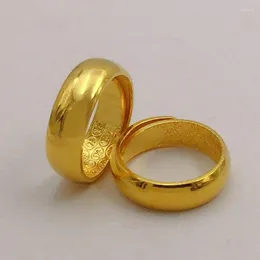 Anéis de cluster Baifu S Pure Banhado Real 18k Ouro Amarelo 999 24k En Faced Homens e Mulheres Casais de Casamento; Anel por muito tempo nunca desaparece