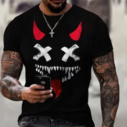 Camiseta con estampado de cara sonriente para hombre, camiseta de manga corta con estampado 3D transpirable de verano, estilo Hip Hop, novedad de 2024