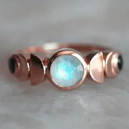 Anéis 18k anel de ouro rosa para mulheres natural 1 quilate pedra da lua com joias de diamante anillos de bizuteria anillos mujer anéis de pedras preciosas