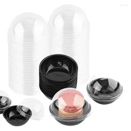 Ta ut containrar 200 Pack Clear Plastic Mini Cupcake Container Enskilda förpackningar Behandla lådor med kupollock för muffinsmakaron