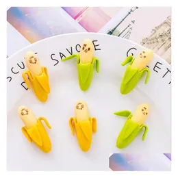 Erasers Wholesale Cute Banana Style Eraster Mini Novelty Korean Creative Stationery 2st/Pack School Supplies for Student Gift Drop Dheic