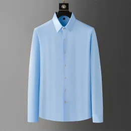 2024 primavera cor sólida camisas masculinas de manga comprida camisas casuais roupas masculinas fino elástico vestido de negócios camisa festa smoking blusa