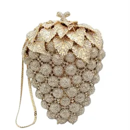 DAIWEI New design evening women purse Grape shaped Rhinestones crystal party clutch bags Q1113221n