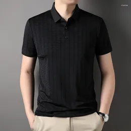 Polos para hombre, camiseta de manga corta con solapa, ropa juvenil de verano Jacquard fino sin costuras, camisetas informales que combinan con todo, camiseta S6044