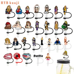 custom famous girl singer drinking straw toppers accessories cover charms for tumbers Reusable Splash Proof dust plug decorative 8mm straw party supplies