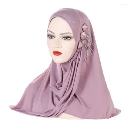 Abbigliamento etnico Belle donne Cappello Hijab musulmano Fiori Foulard Tirare istantaneamente su Amira Turbante Copricapo Arabo Copricapo islamico Sciarpa Ramadan