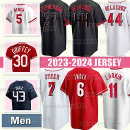 44 Elly De La Cruz Jonathan Índia Camisa de beisebol City Connect Cincinnatis 7 Spencer Steer Tyler Stephenson 30 Ken Griffey Jr.