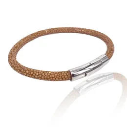 Bracelets De luxe marron Stingray Bracelets charme en acier inoxydable Thaïlande stingray cuir Bracelets pour hommes marque accessoires de montre